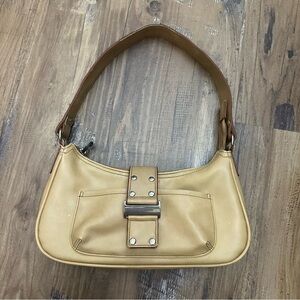 VTG Y2K 90s Tan Faux Leather Mini Shoulder Bag Purse